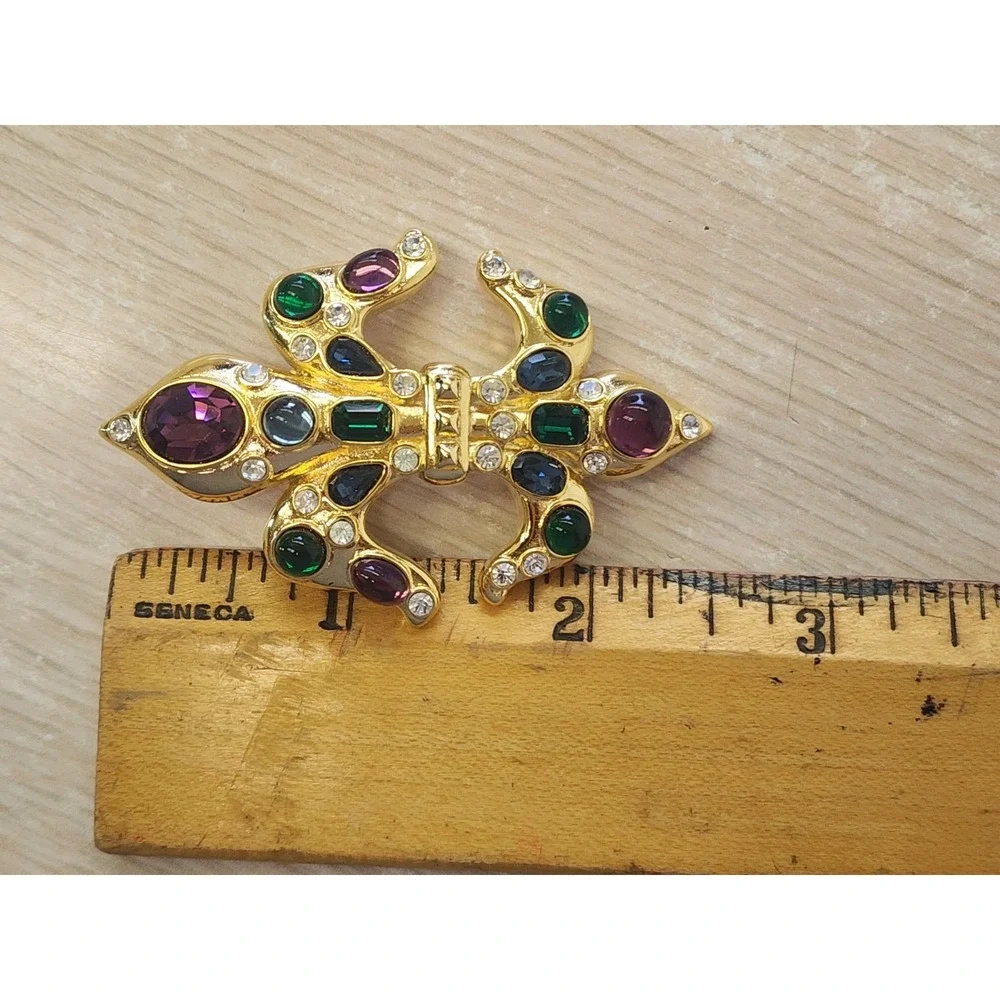 Vintage‎ MVH Crown Michaela Von Habsburg Signed Fleur De Lis Brooch Pendant